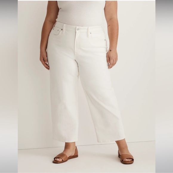 NWT Madewell The Perfect Vintage Wide-Leg Crop Jean Perfect White Size 24W - Picture 14 of 15
